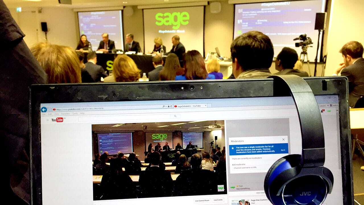 webcast debates sage webcast company stream live event from shard streamed to private website streaming from event production company WaveFX 360 streaming